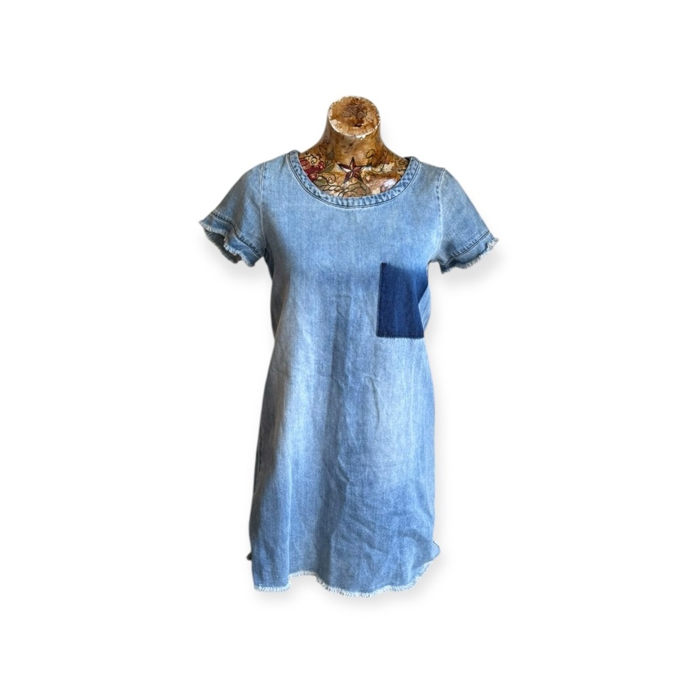 Divided H&M blue denim jean style mini short sleeve dress casual 4 small 2000s